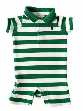 Ralph Lauren Green & White Short Sleeved Romper size 9 months